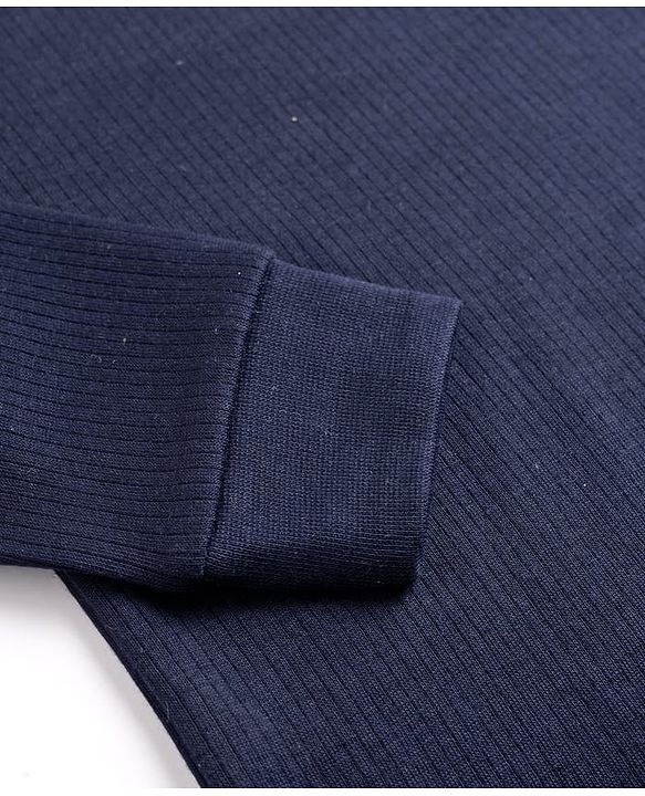 Babyhug Knit Full Sleeves Solid Pullover Thermal Vest - Navy Blue