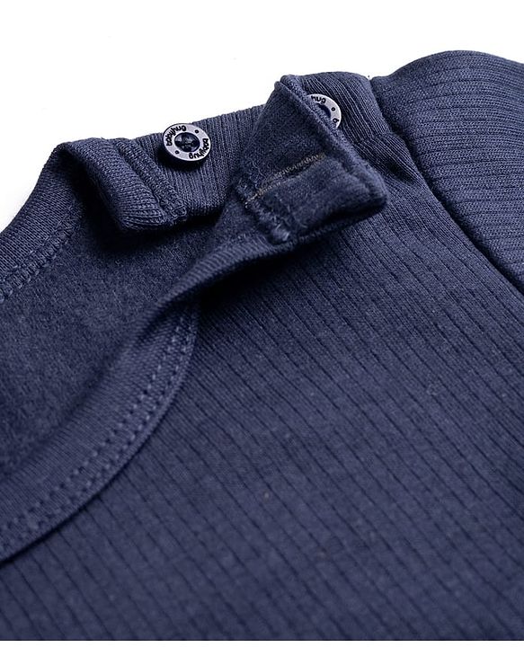 Babyhug Knit Full Sleeves Solid Pullover Thermal Vest - Navy Blue
