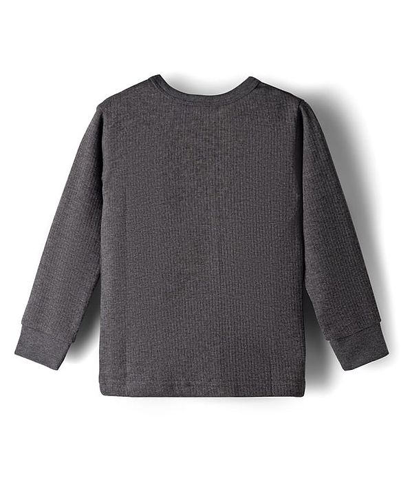 Babyhug Knit Full Sleeves Solid Pullover Thermal Vest - Grey