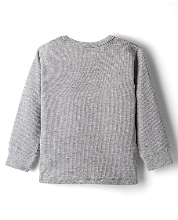 Babyhug Knit Full Sleeves Solid Pullover Thermal Vest - Light Grey