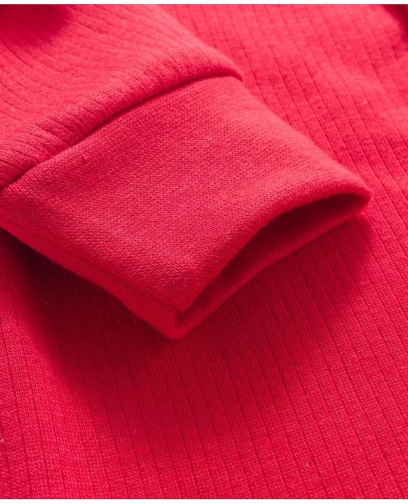 Babyhug Knit Full Sleeves Front Open Solid Color Thermal Inner Wear Vest - Red