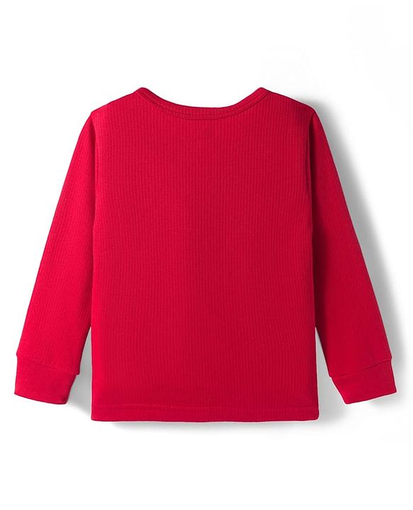 Babyhug Knit Full Sleeves Front Open Solid Color Thermal Inner Wear Vest - Red