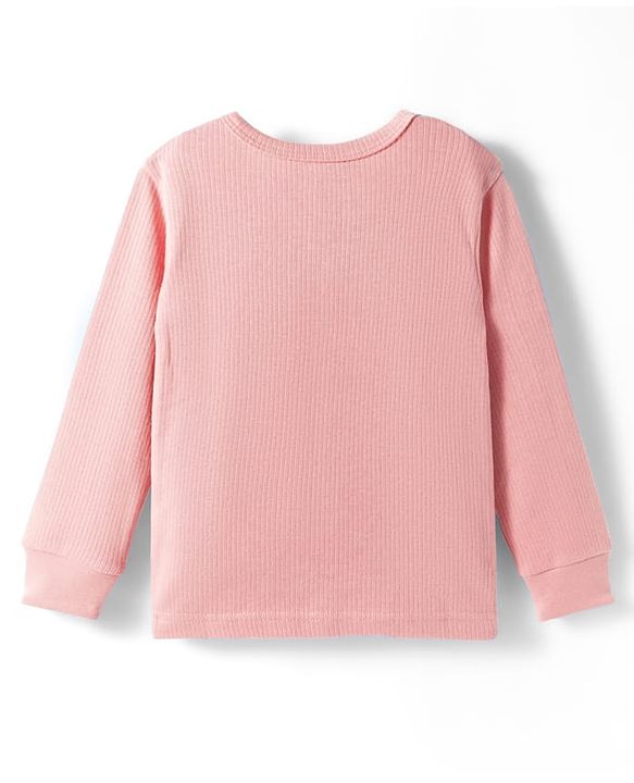 Babyhug Knit Full Sleeves Front Open Solid Color Thermal Inner Wear Vest - Pink