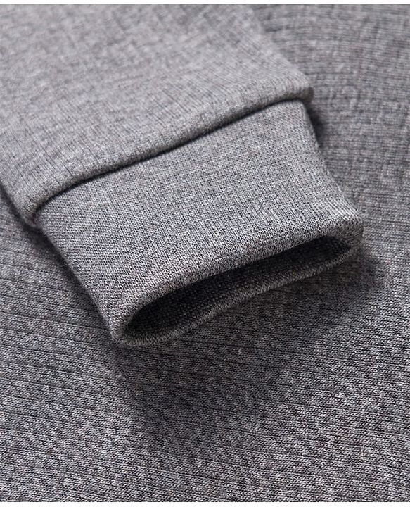 Babyhug Cotton Knit Full Sleeves Front Open Solid Colour Thermal Vest - Grey