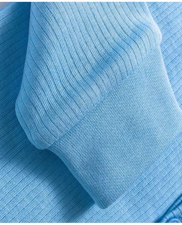 Babyhug Knit Full Sleeves Front Open Solid Color Thermal Inner Wear Vest - Light Blue