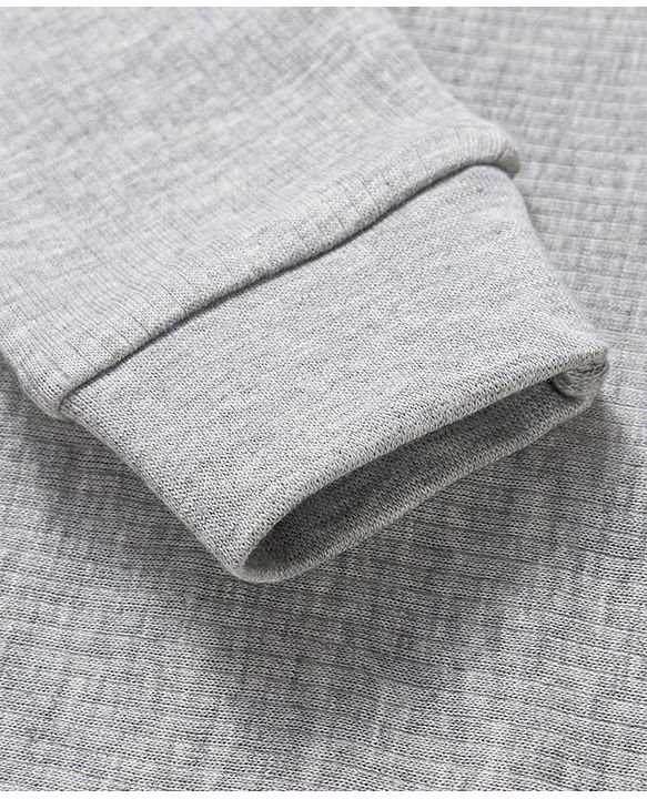 Babyhug Cotton Knit Full Sleeves Front Open Thermal Vests With Stripes - Light Grey
