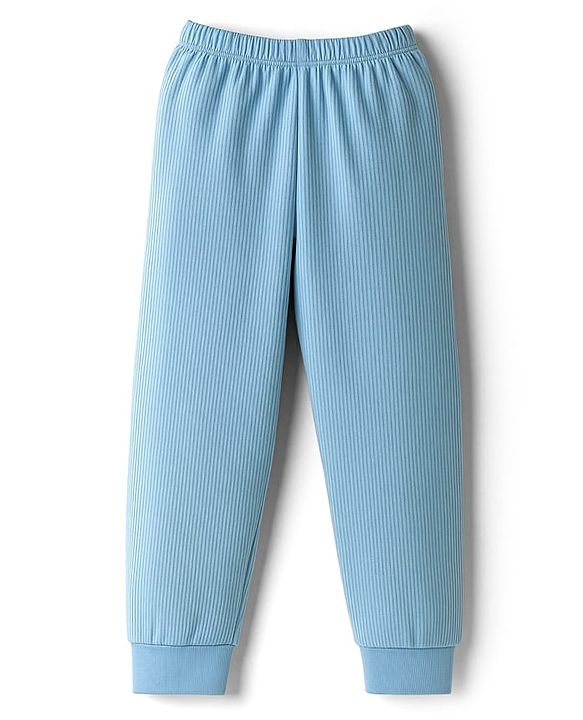 Babyhug Knit Full Length Solid Thermal Pant - Light Blue