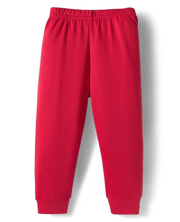 Babyhug Knit Full Length Solid Color Thermal Pant - Red
