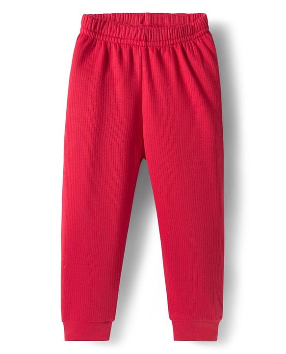 Babyhug Knit Full Length Solid Color Thermal Pant - Red