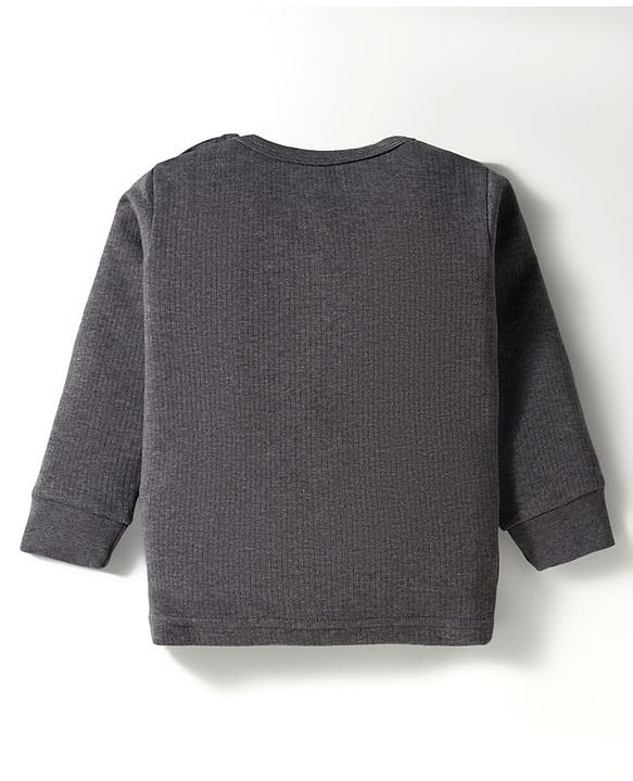 Babyhug Knit Full Sleeves Solid Thermal Set with Vest - Dark Grey