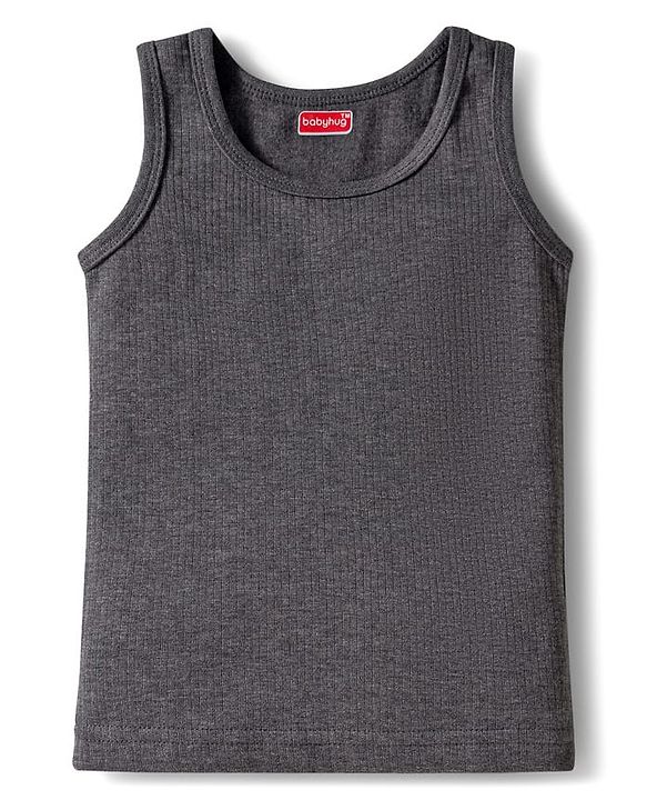 Babyhug Knit Full Sleeves Solid Thermal Set with Vest - Dark Grey