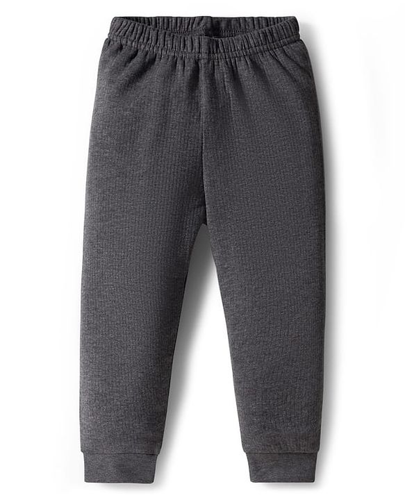 Babyhug Knit Full Sleeves Solid Thermal Set with Vest - Dark Grey