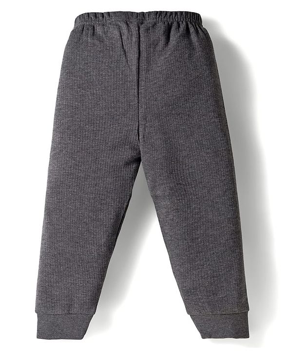 Babyhug Knit Full Sleeves Solid Thermal Set with Vest - Dark Grey