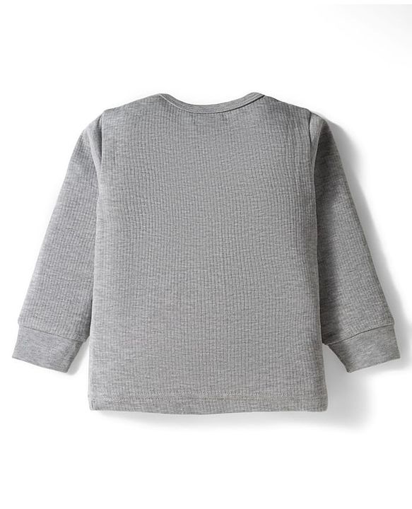 Babyhug Knit Full Sleeves Solid Thermal Set with Vest - Light Grey