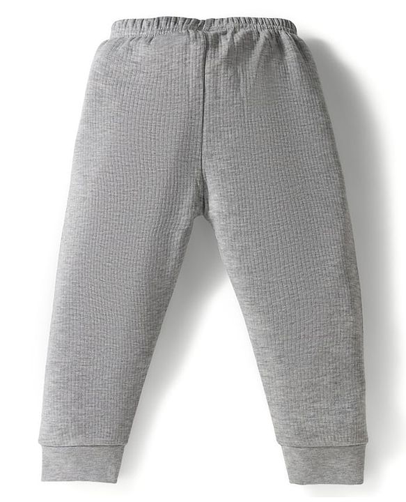 Babyhug Knit Full Sleeves Solid Thermal Set with Vest - Light Grey