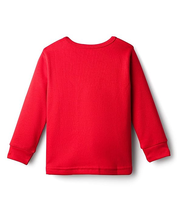 Babyhug Knit Full Sleeves Solid Thermal Vest & Pant Set - Red