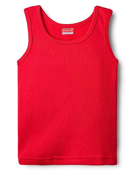 Babyhug Knit Full Sleeves Solid Thermal Vest & Pant Set - Red
