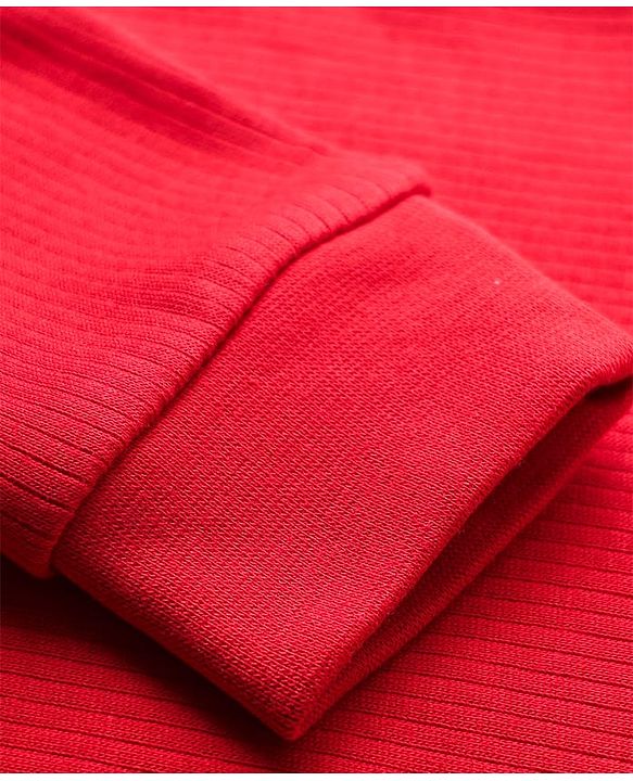 Babyhug Knit Full Sleeves Solid Thermal Vest & Pant Set - Red