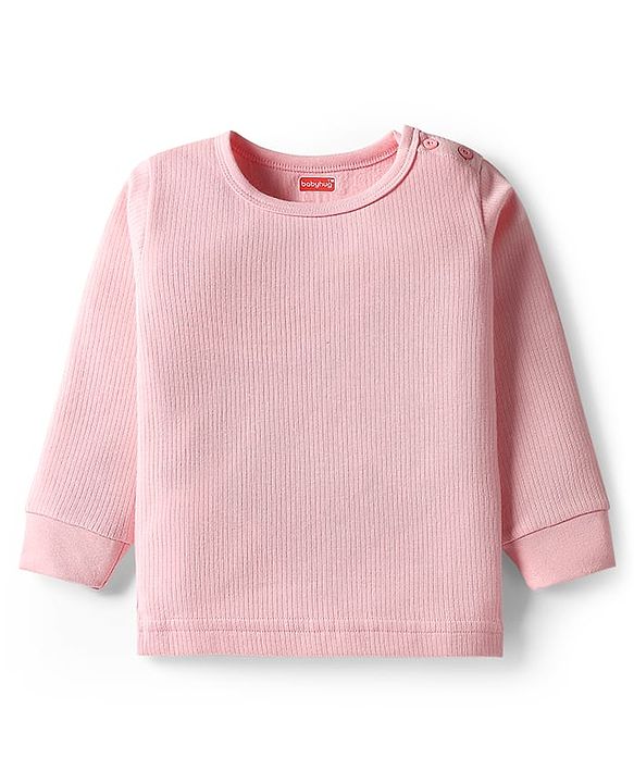 Babyhug Knit Full Sleeves Solid Pullover Thermal Set with Vest - Pink