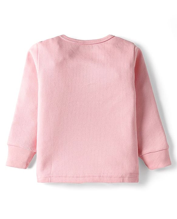 Babyhug Knit Full Sleeves Solid Pullover Thermal Set with Vest - Pink
