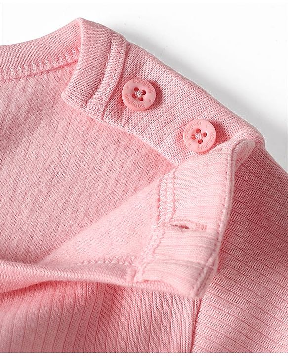 Babyhug Knit Full Sleeves Solid Pullover Thermal Set with Vest - Pink