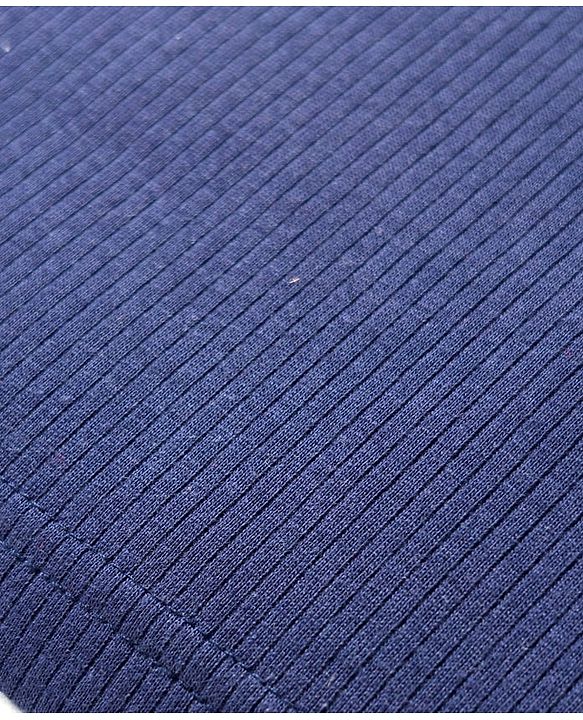 Babyhug Knit Full Length Solid Color Thermal Inner Wear Set with Vest - Navy Blue