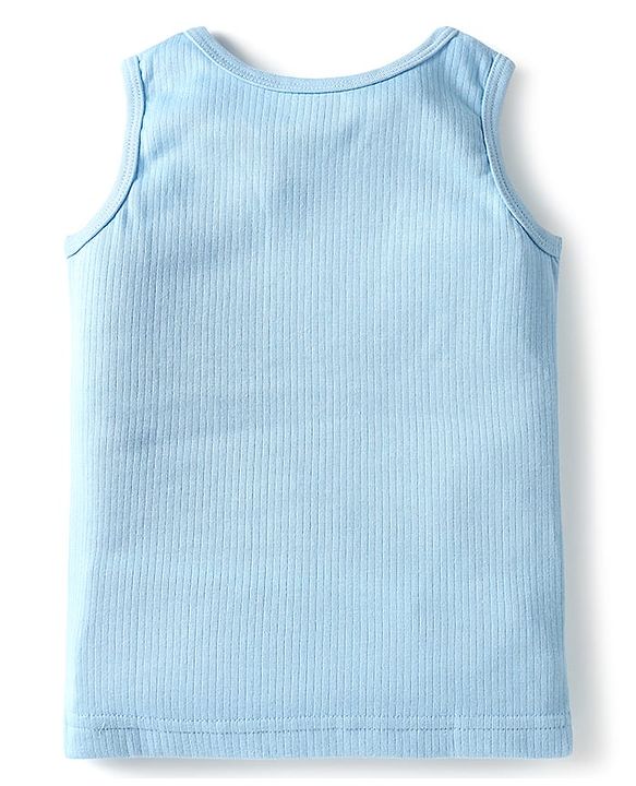 Babyhug Knit Full Sleeves Solid Color Thermal Vests & Pant Set - Light Blue