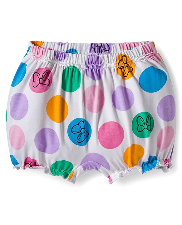 Babyhug Disney Single Jersey Knit Bloomers with Minnie & Friends Graphic Pack of 3 - Green Purple & White