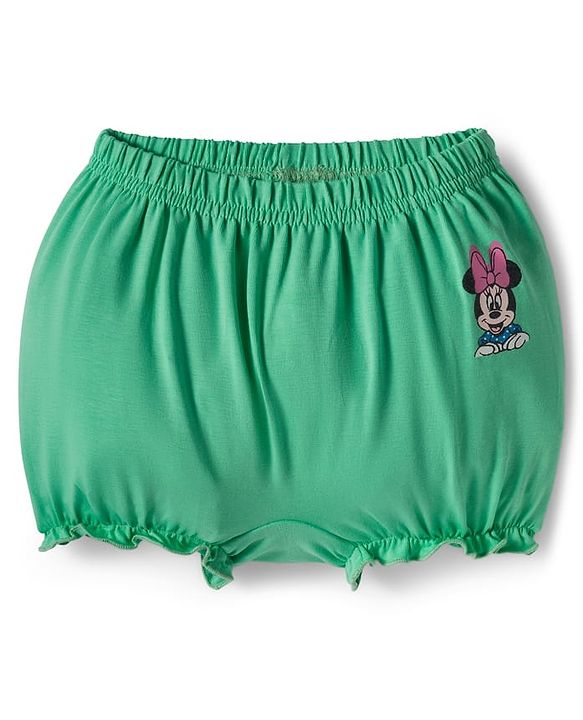 Babyhug Disney Single Jersey Knit Bloomers with Minnie & Friends Graphic Pack of 3 - Green Purple & White