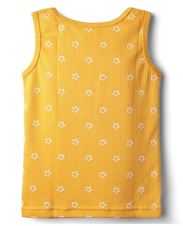 Babyhug Knit Full Sleeves Pullover Thermal Set With Star Print - Yellow