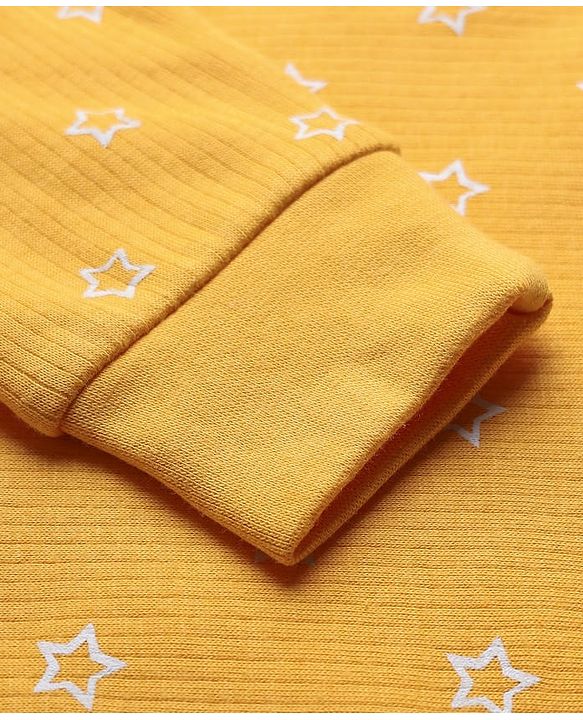Babyhug Knit Full Sleeves Pullover Thermal Set With Star Print - Yellow