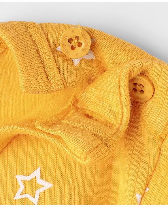 Babyhug Knit Full Sleeves Pullover Thermal Set With Star Print - Yellow