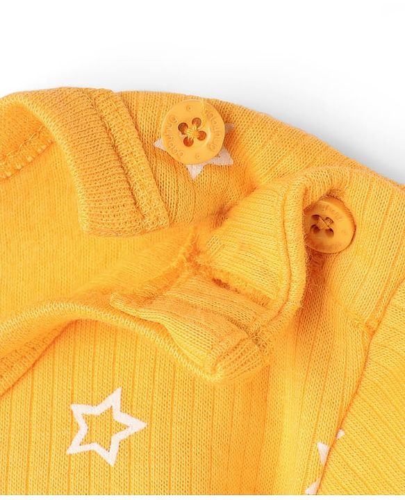Babyhug Knit Full Sleeves Pullover Thermal Set With Star Print - Yellow