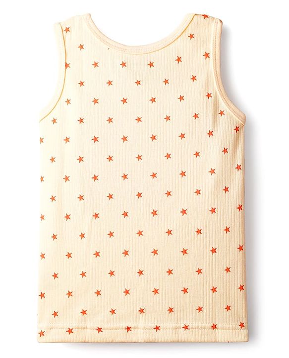 Babyhug Knit Full Sleeves Pullover & Sleeveless Thermal Vest & Pant Set with Star Print - Peach