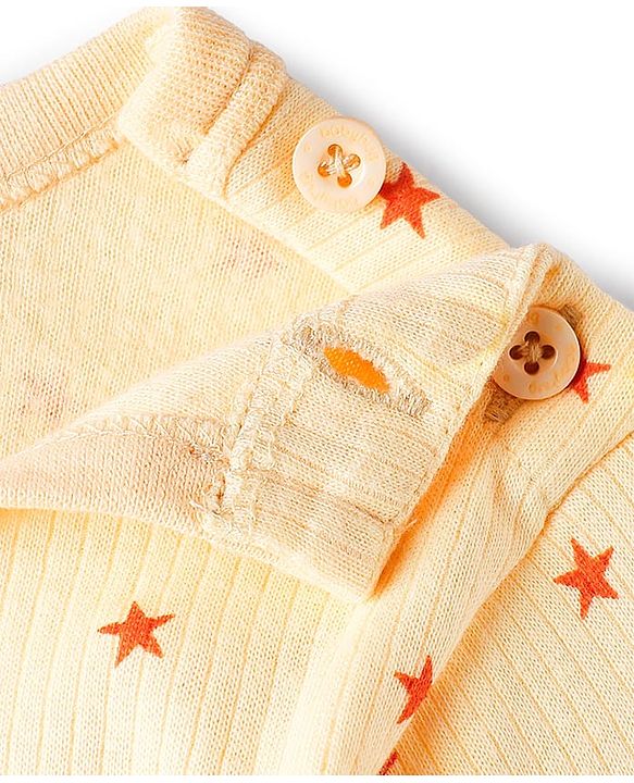 Babyhug Knit Full Sleeves Pullover & Sleeveless Thermal Vest & Pant Set with Star Print - Peach