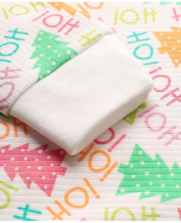 Babyhug  Knit Full Sleeves Thermal Vests & Pant Set with Text  Print - Off-White