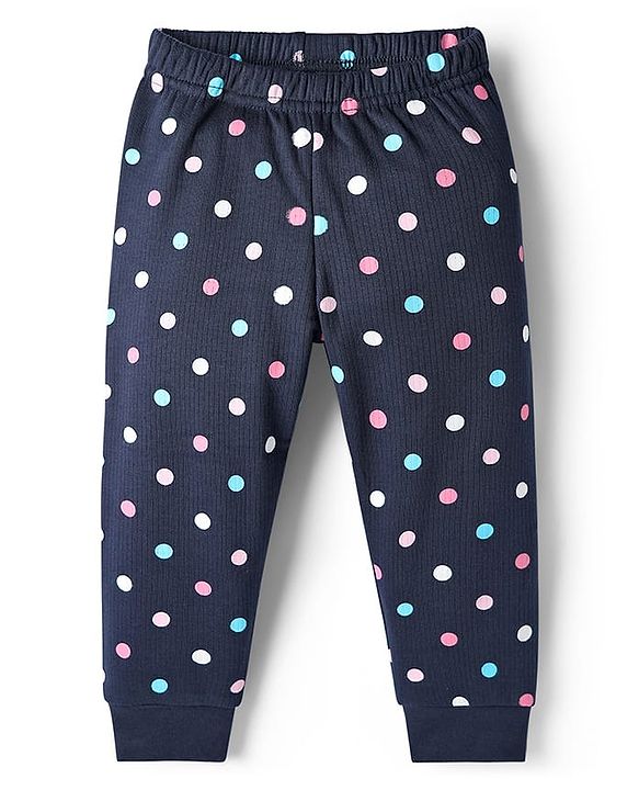 Babyhug Knit Full Sleeves Thermal Inner Wear Set with Polka Dots Print - Blue