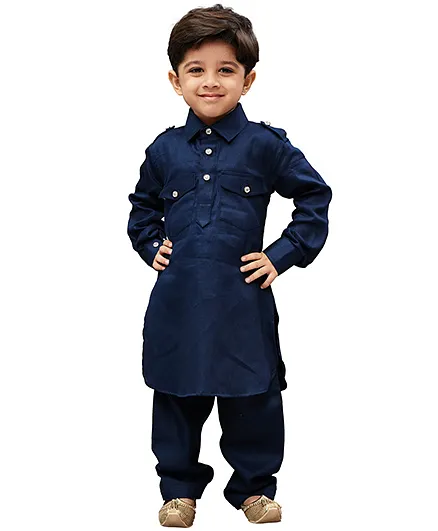 Buy JBN Creation Pathani Kurta Pyjama Set Blue for Boys 11