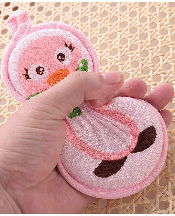 Babyhug Penguin Shaped Bath Sponge/Loofah - Pink