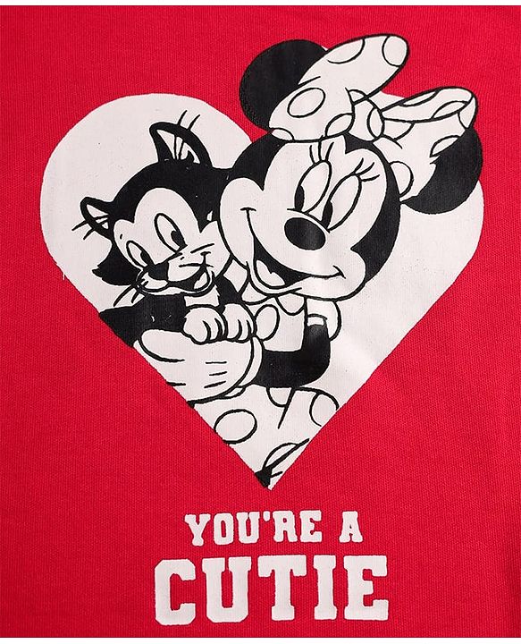 Babyhug Disney Interlock Knit Full Sleeve Onesies with Minnie Mouse Graphics Pack of 3 - Red Blue & White