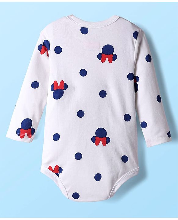 Babyhug Disney Interlock Knit Full Sleeve Onesies with Minnie Mouse Graphics Pack of 3 - Red Blue & White