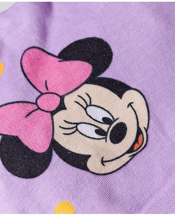 Babyhug Disney Interlock Knit Cap Mittens & Booties With Minnie & Friends Print Lavender - Diameter 11 cm