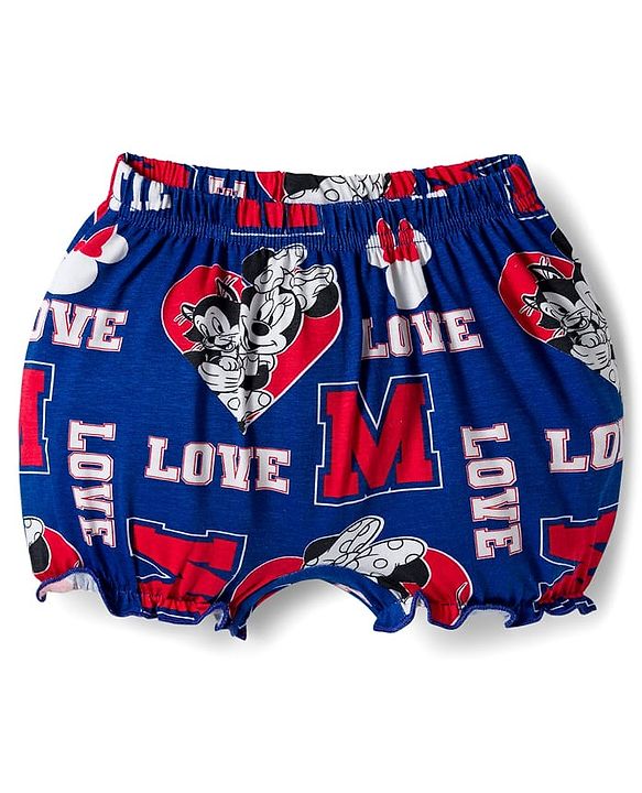 Babyhug Disney Single Jersey Knit Bloomers with Minnie Mouse Graphics Pack of 3 - White Red & Blue