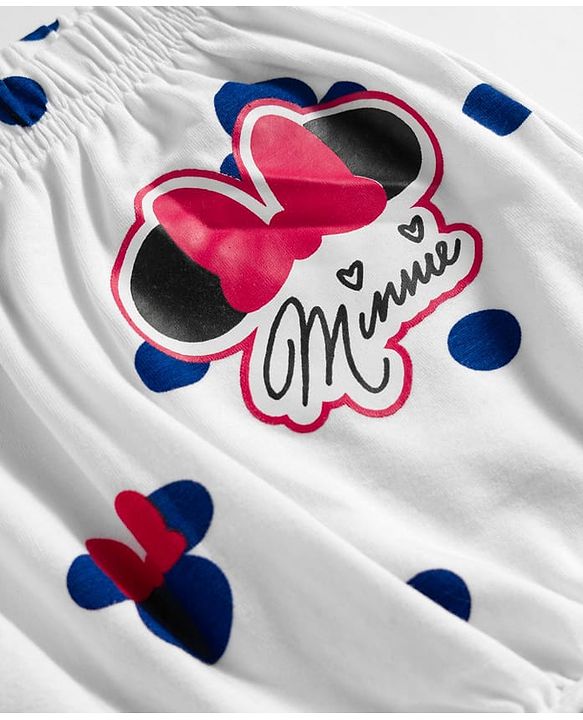 Babyhug Disney Single Jersey Knit Bloomers with Minnie Mouse Graphics Pack of 3 - White Red & Blue