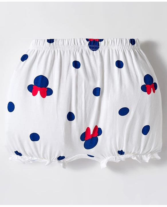 Babyhug Disney Single Jersey Knit Bloomers with Minnie Mouse Graphics Pack of 3 - White Red & Blue