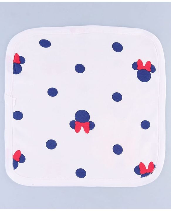 Babyhug Disney Interlock Knit Hand & Face Towel with Minnie Mouse Graphics Pack of 3 L 33 x B 33 cm - Red White & Navy Blue