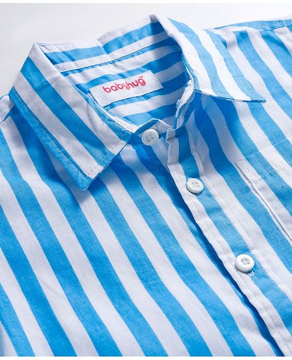 Babyhug Cotton Woven Full Sleeves Striped Shirt - Light Blue