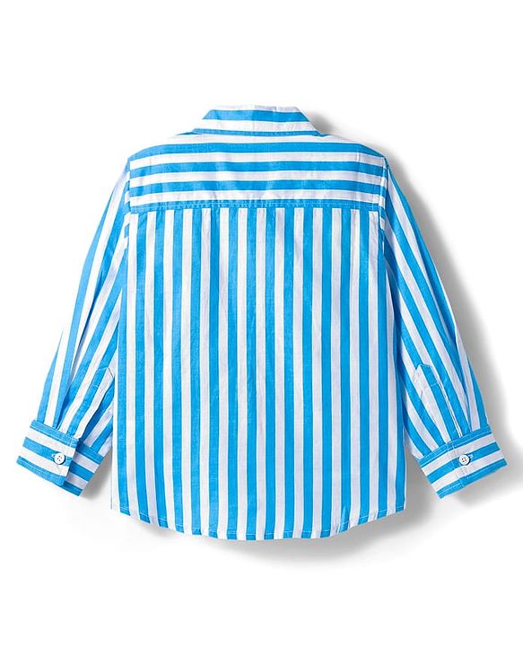 Babyhug Cotton Woven Full Sleeves Striped Shirt - Light Blue