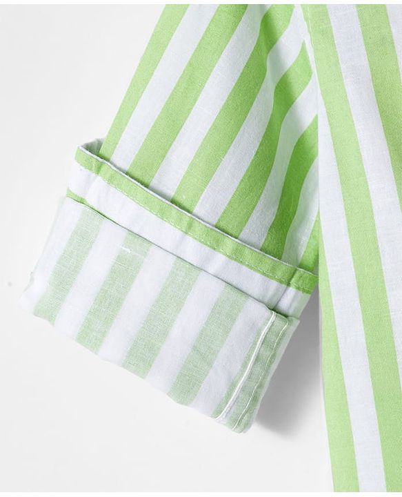 Babyhug Cotton Woven Full Sleeves Shirt With Stripes - Green