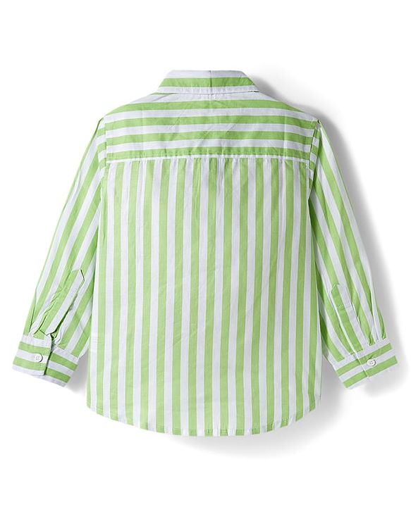 Babyhug Cotton Woven Full Sleeves Shirt With Stripes - Green